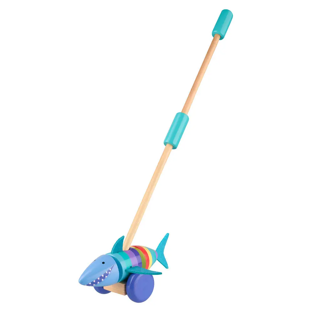 Orange Tree Toys Shark Push Along - Wooden Toddler Toy 1