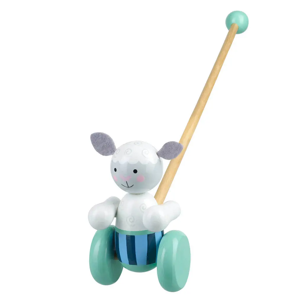 Orange Tree Toys Push Along Sheep - Colorful Wooden Toddler Toy 1