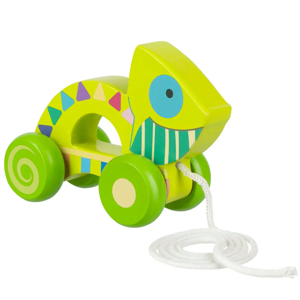 Orange Tree Toys Pull-Along Chameleon - Colorful Wooden Toy For Toddlers 1