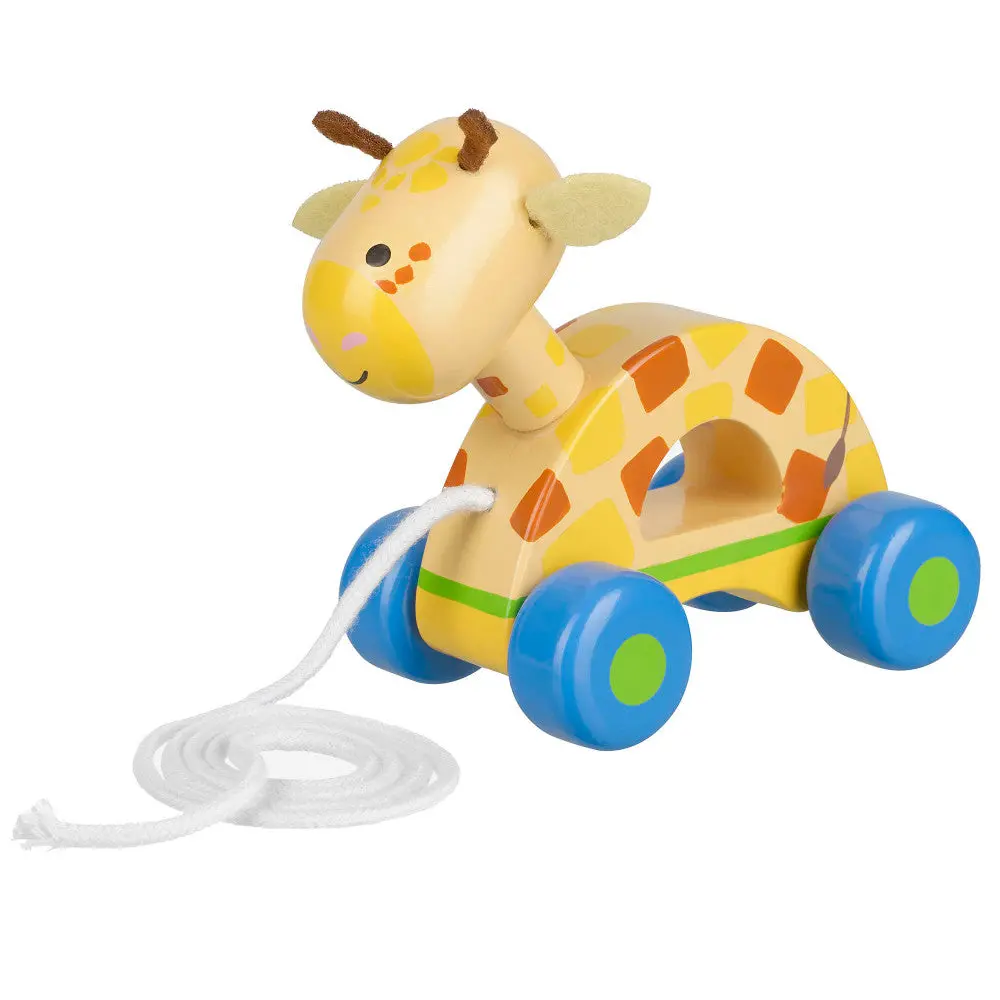 Orange Tree Toys Pull-Along Giraffe - Colorful Wooden Toy For Toddlers 1