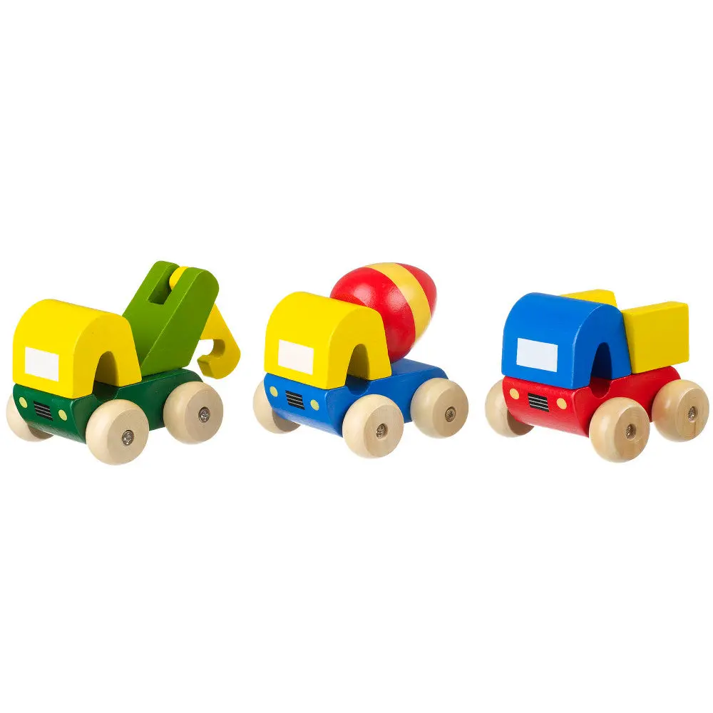 Orange Tree Toys First Trucks - Set Of 3 Wooden Vehicles For Toddlers 1