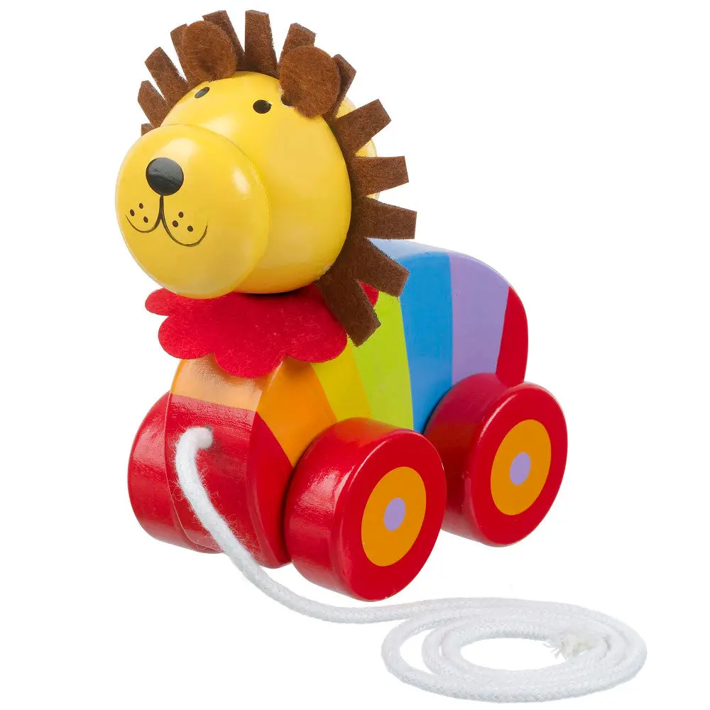 Orange Tree Toys Pull-Along Lion - Colorful Wooden Toy For Toddlers 1