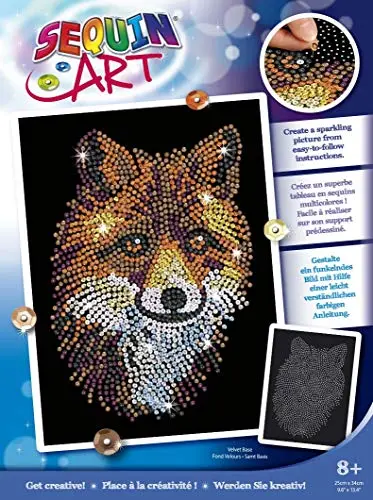 Sequin Art 3D Crafting Kit - Fox Figurine With Multi-Color Sequins 1