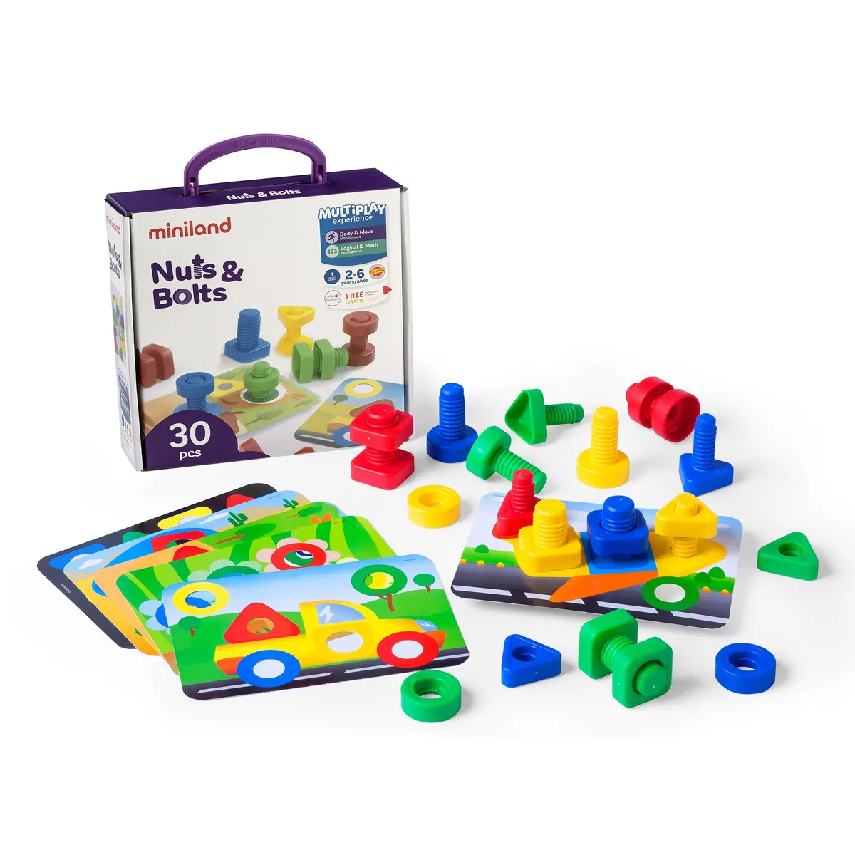 Miniland Educational Nuts & Bolts School Activity Set - 24-Piece Learning Playset 1