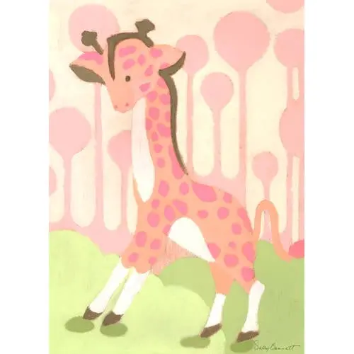Oopsy Daisy Gigi Giraffe 14 Inch Canvas Wall Art - Pink Jungle 1