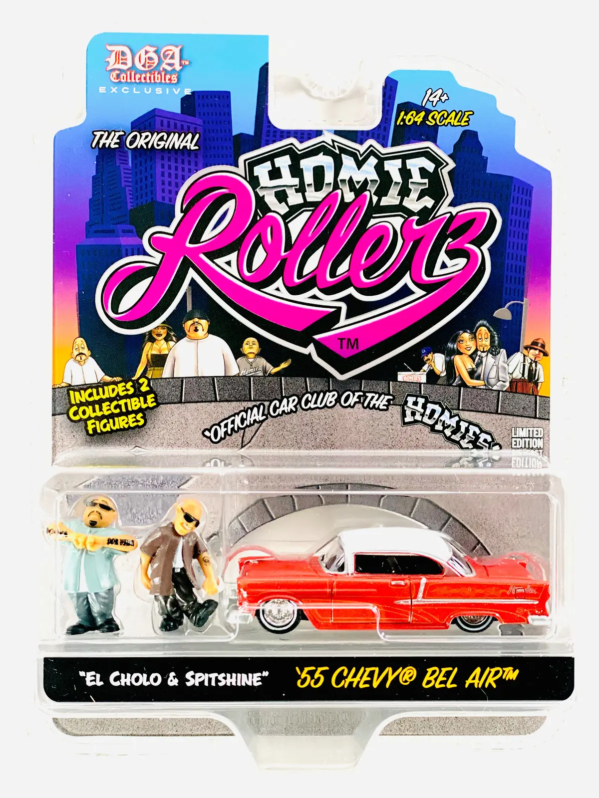 Greenlight X Dga Homie Rollers 2025 Series 1 1955 Chevrolet Bel Air W/ El Cholo & Spitshine 1