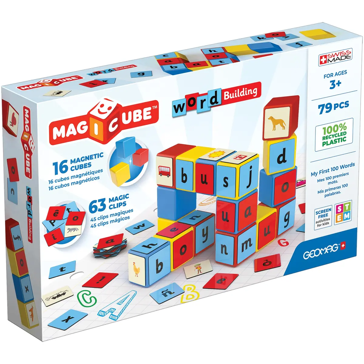 Geomag Magicube 79-Piece Word Building Set - Recycled Materials 1