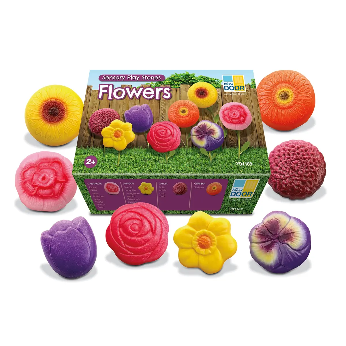Yellow Door Sensory Play Stones - Flower Collection, Set Of 8 1