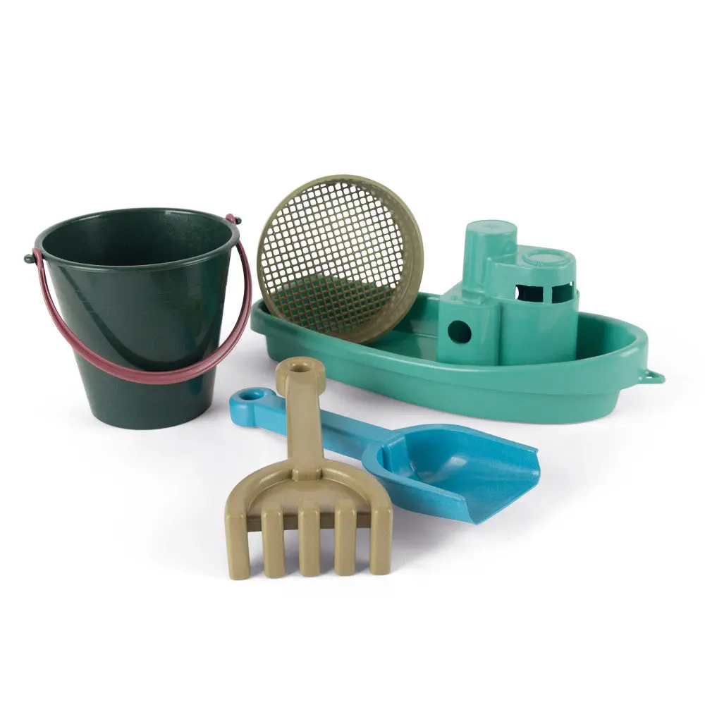 Dantoy - Blue Marine Toys Boat & Sand Playset - Eco-Friendly 5Pc Set For Toddlers 1