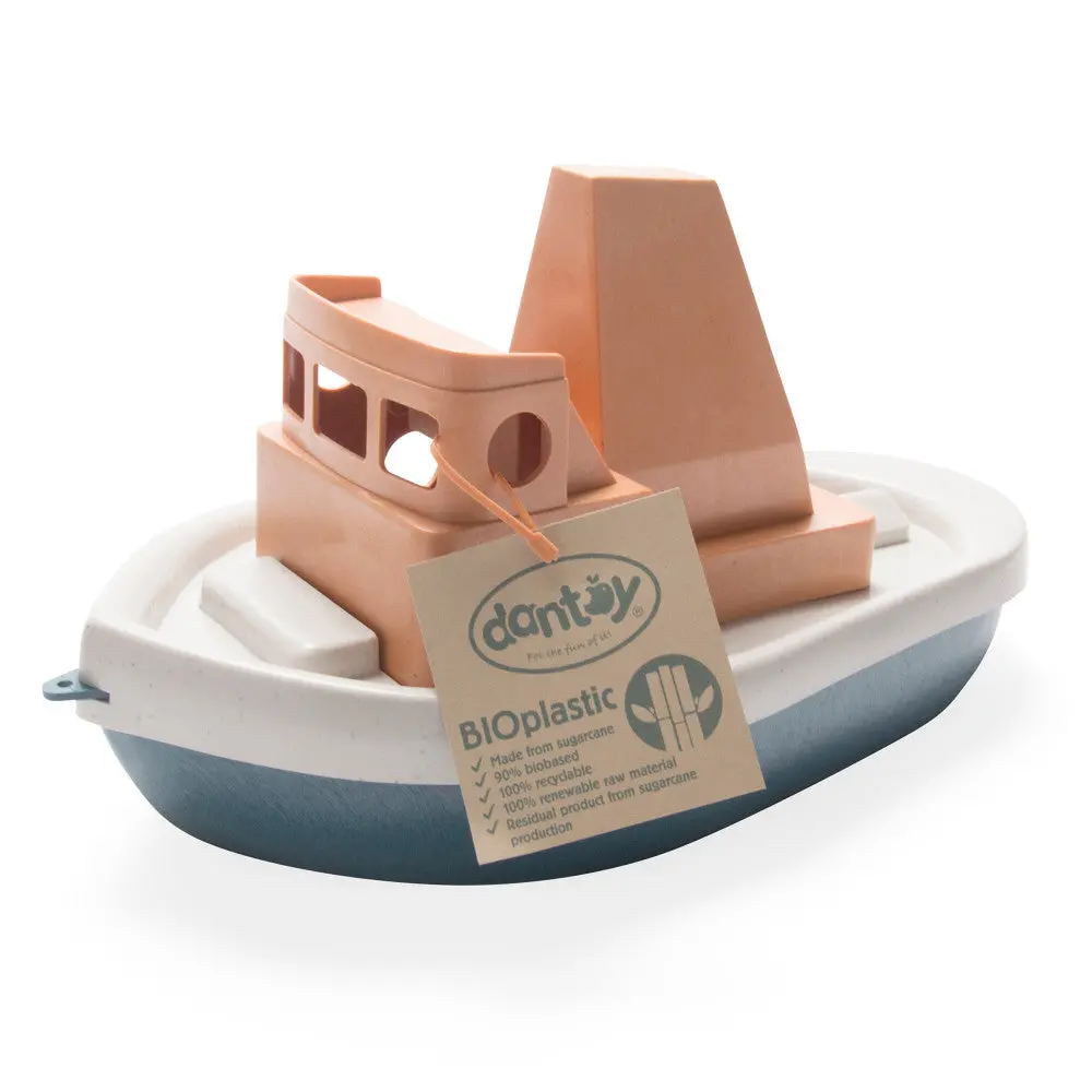 Dantoy Bio Tuff Tuff Boat - Eco-Friendly Toy Tug Boat In Peach & Blue 1