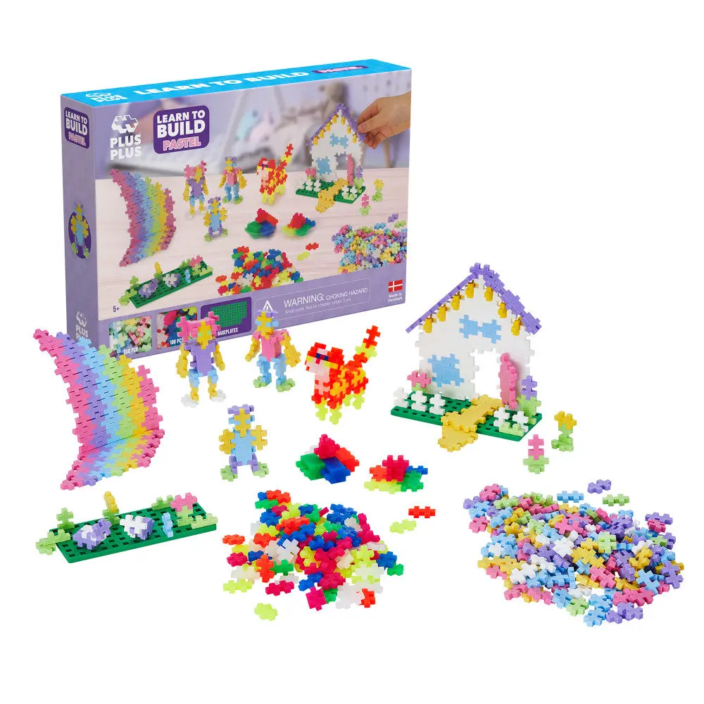 Plus-Plus Learn To Build Set - Pastel & Neon Mix, 400 Pieces - Ages 5+ 1