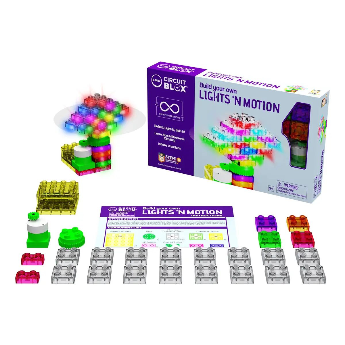 E-Blox Circuit Blox Single Student Set - Lights 'N Motion Geared Motor 1