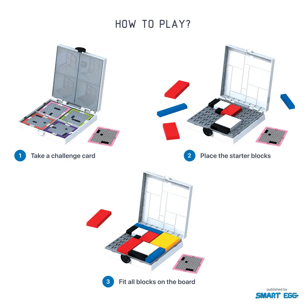 Mondrian Blocks White Edition - Travel-Friendly Puzzle Game 1
