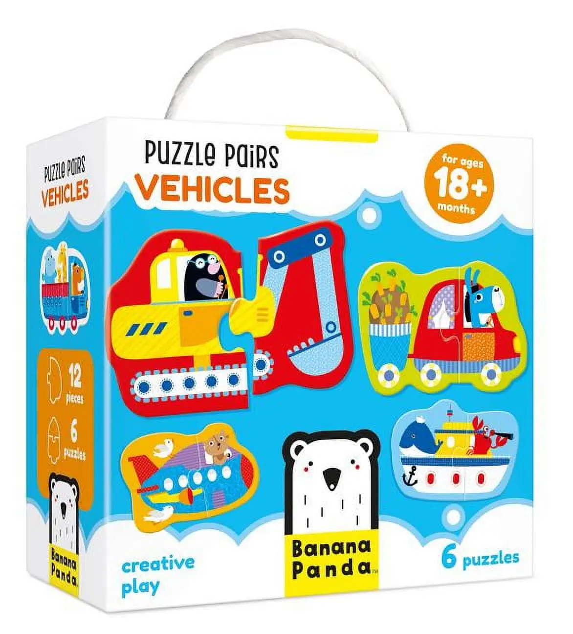 Banana Panda Puzzle Pairs Vehicles Set - 6 Pc 1