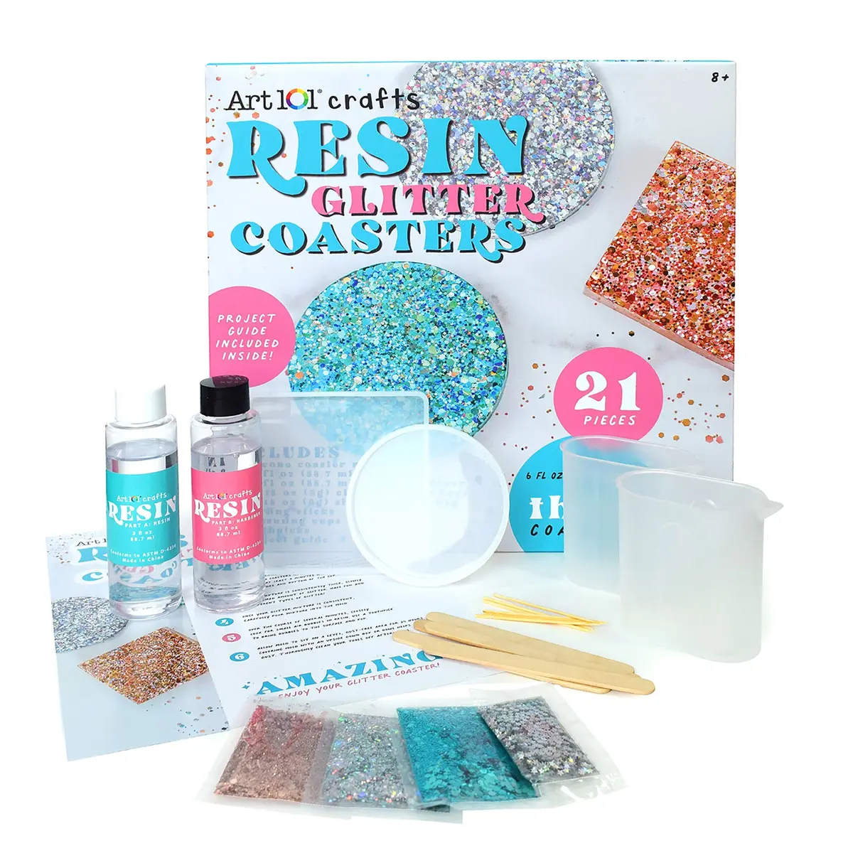 Art 101 Beginner Resin Glitter Coaster Creation Kit 1