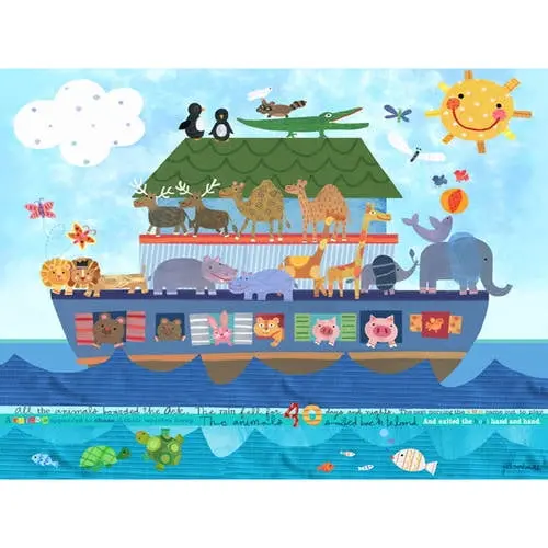 Oopsy Daisys Noah's Ark Canvas – Colorful Children's Wall Art 1