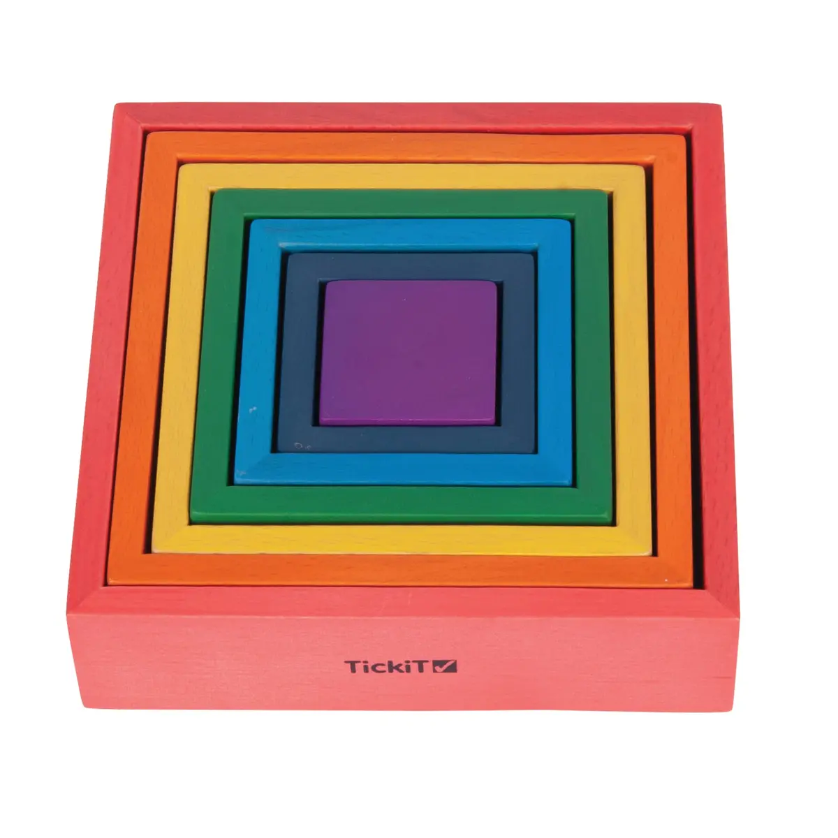 Tickit Wooden Rainbow Architect Squares - 7 Piece Nesting Set 1