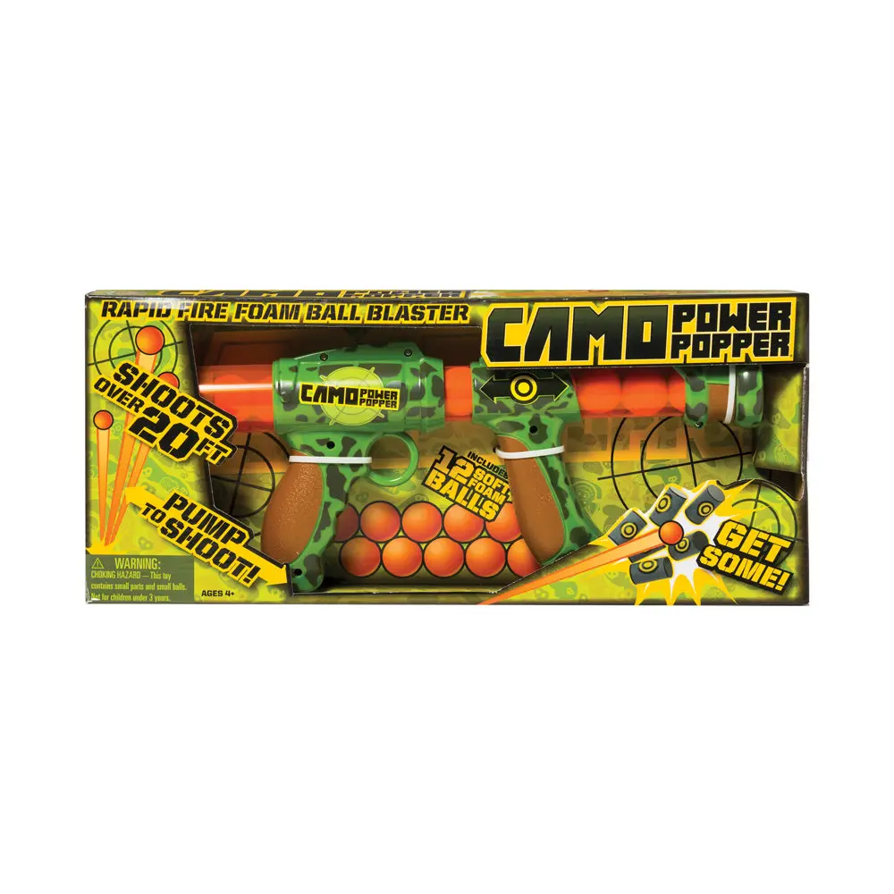 Hog Wild Camo Power Popper With Rapid Fire Action And 12 Foam Balls 1