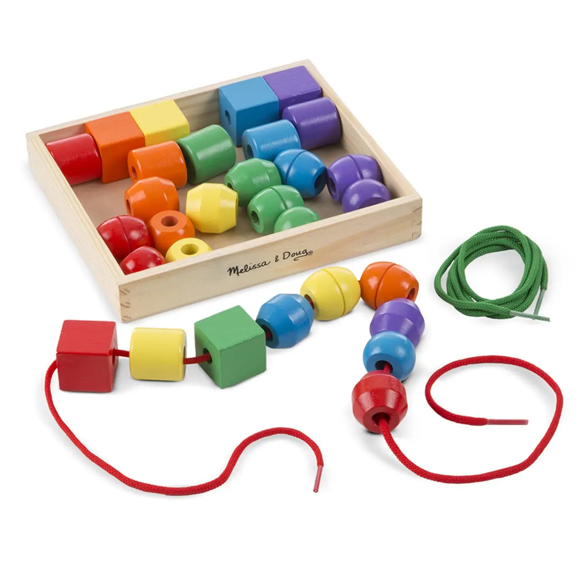 Melissa & Doug Primary Lacing Beads - Colorful Wooden Educational Toy 1