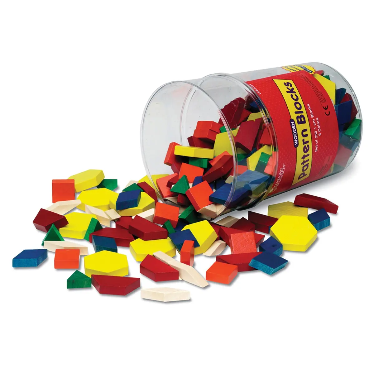 Learning Resources Wooden Pattern Blocks - Colorful Geometric Shapes - 250 Pieces 1