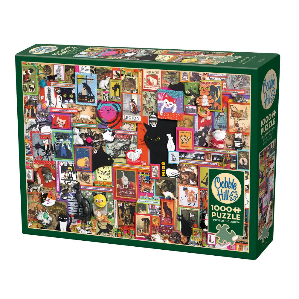 Cobble Hill Catsville 1000-Piece Jigsaw Puzzle - Eco-Friendly, Poster Included 1
