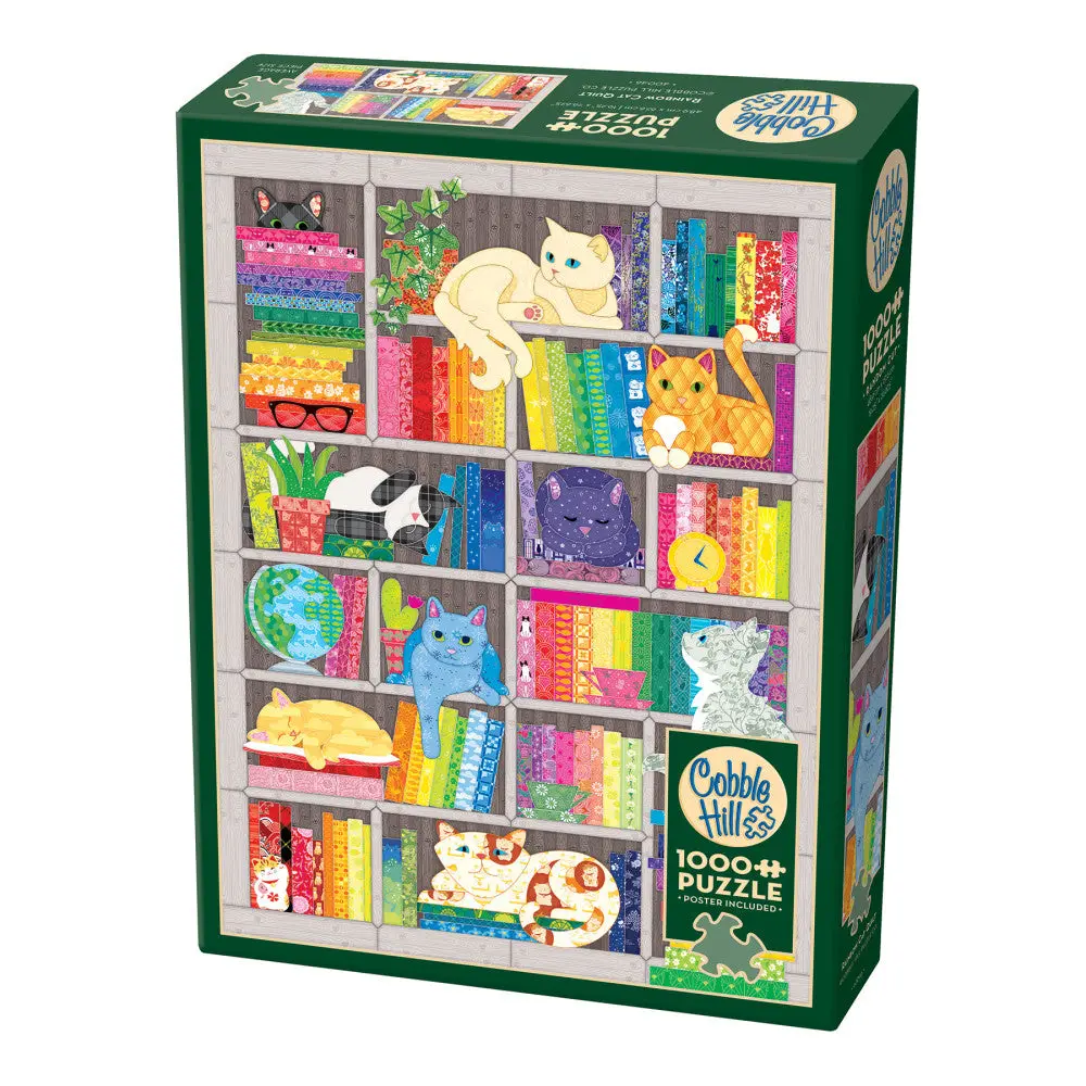 Cobble Hill Rainbow Cat Quilt Jigsaw Puzzle - 1000 Pc 1
