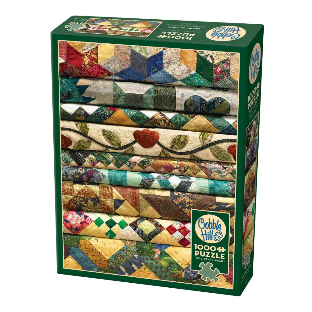 Cobble Hill 1000 Piece Puzzle: Grandma's Quilts - Eco-Friendly Jigsaw With Poster 1