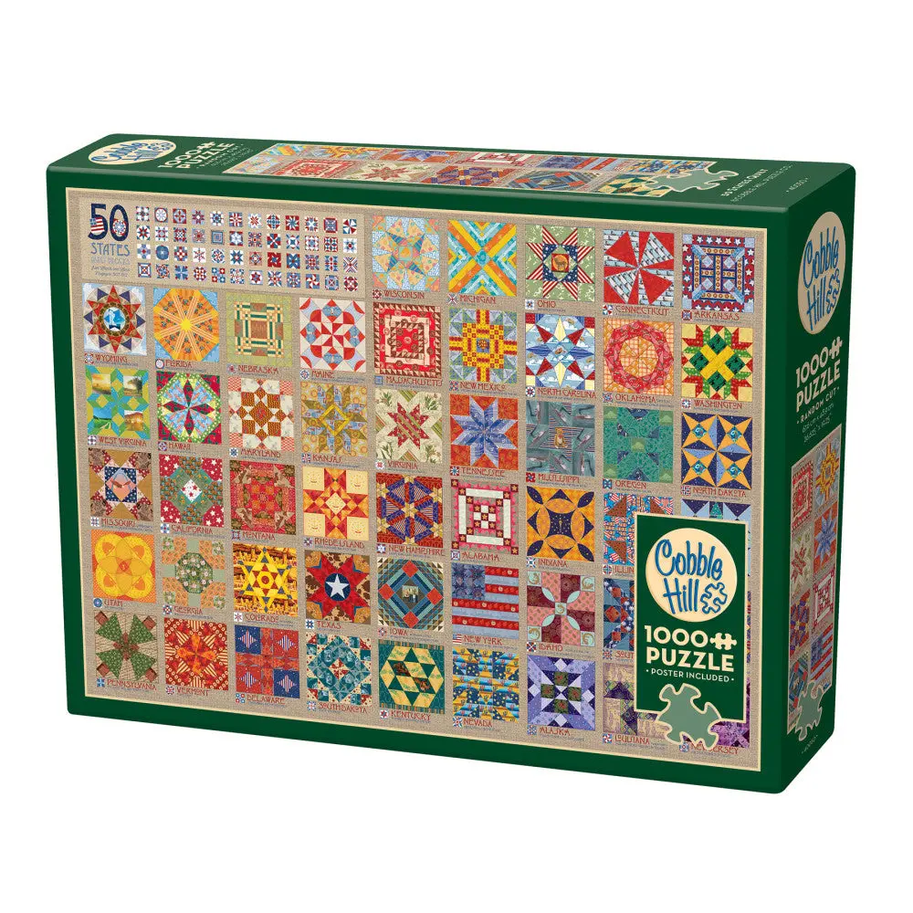 Cobble Hill 50 States Quilt Blocks Jigsaw Puzzle - 1000 Pc 1
