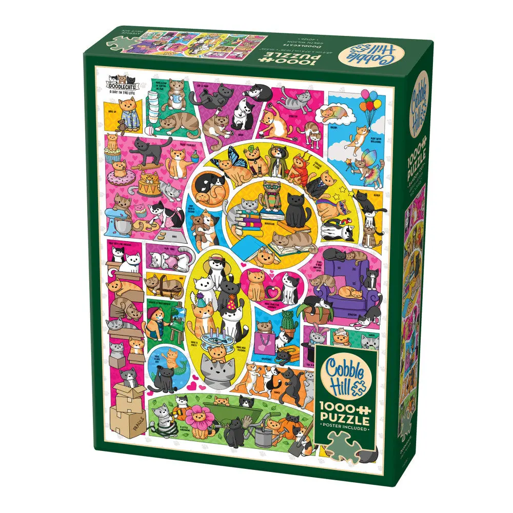 Cobble Hill Doodlecats 1000 Piece Puzzle - Eco-Friendly Jigsaw 1