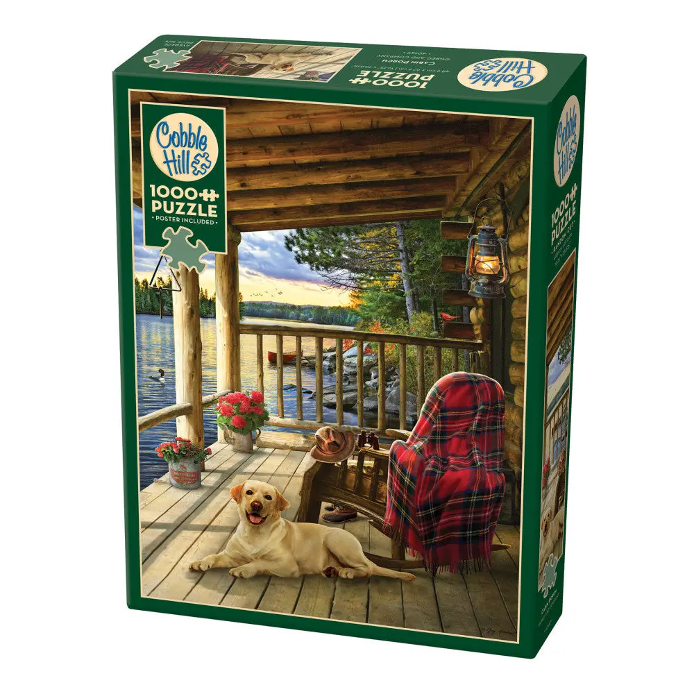 Cobble Hill 1000 Piece Jigsaw Puzzle: Cabin Porch With Reference Poster 1