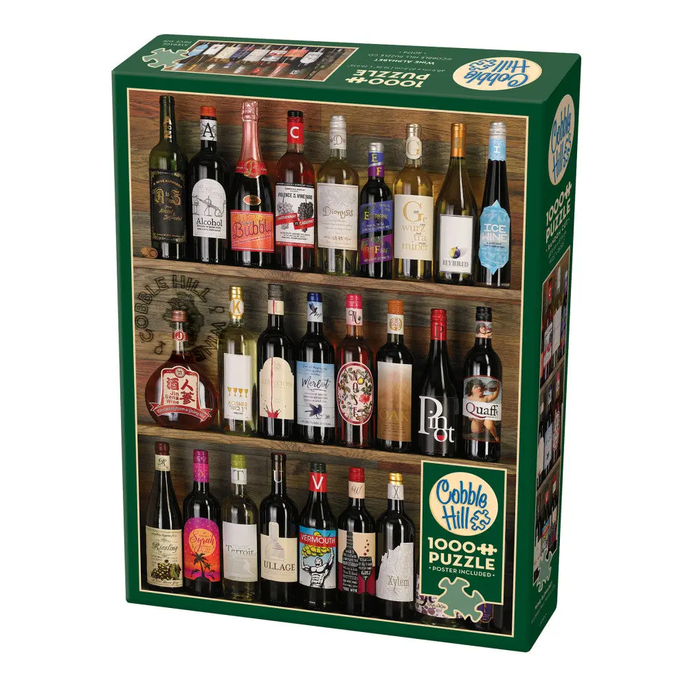 Cobble Hill 1000 Piece Wine Alphabet Jigsaw Puzzle With Reference Poster 1