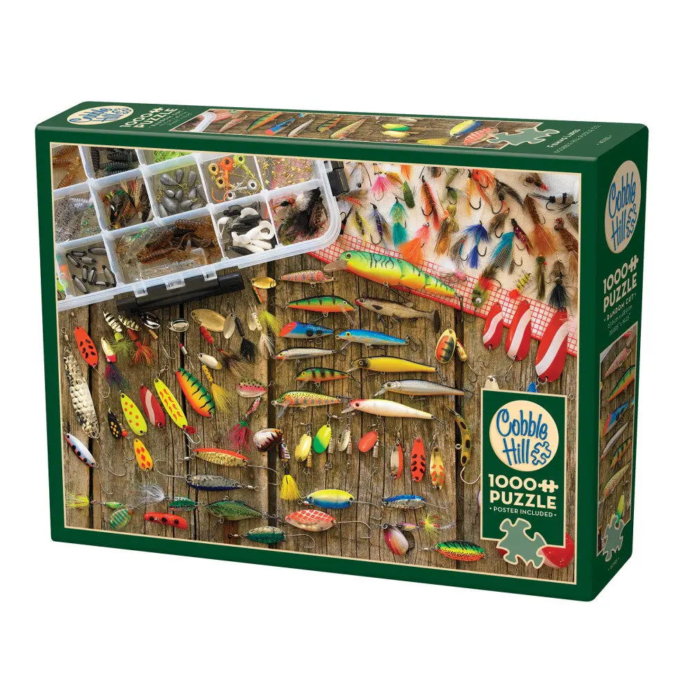 Cobble Hill Fishing Lures 1000-Piece Jigsaw Puzzle With Reference Poster 1