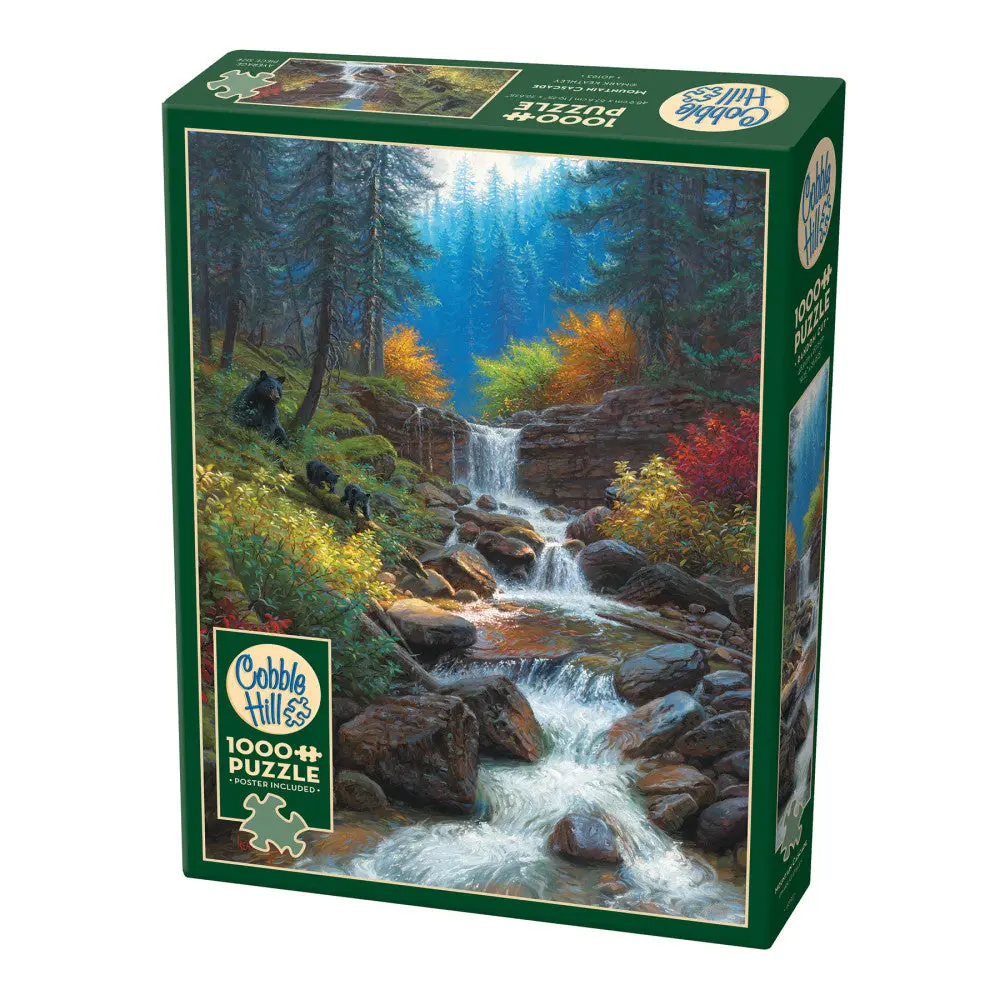 Cobble Hill Mountain Cascade 1000-Piece Jigsaw Puzzle - Reference Poster Included 1