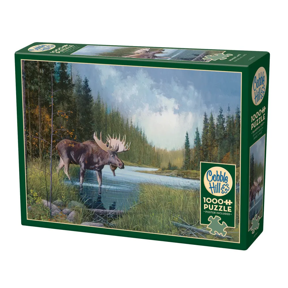 Cobble Hill Moose Lake 1000-Piece Jigsaw Puzzle With Reference Poster 1