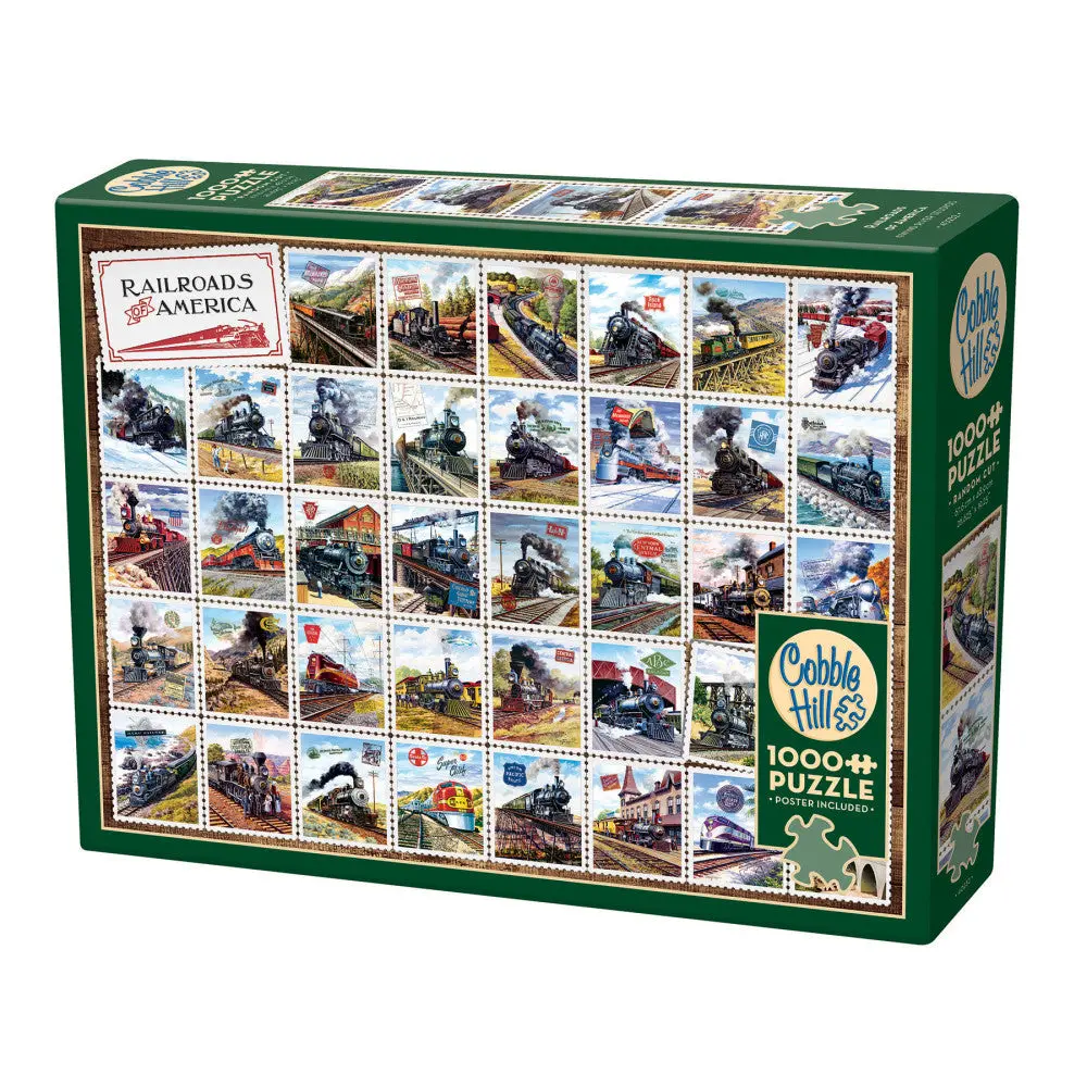 Cobble Hill 1000 Piece Puzzle: Railroads Of America - Reference Poster Included 1