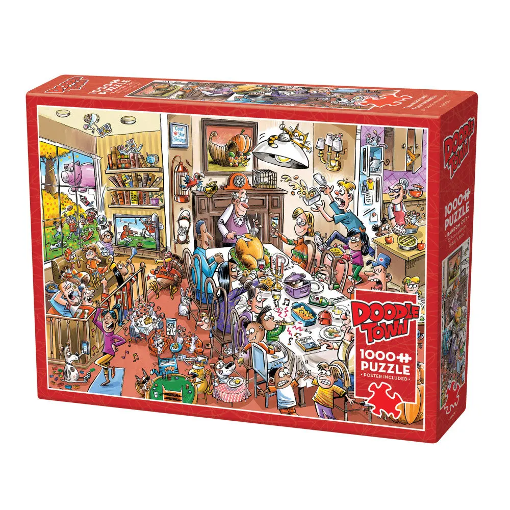 Cobble Hill Doodletown: Thanksgiving Togetherness 1000 Pc Puzzle 1