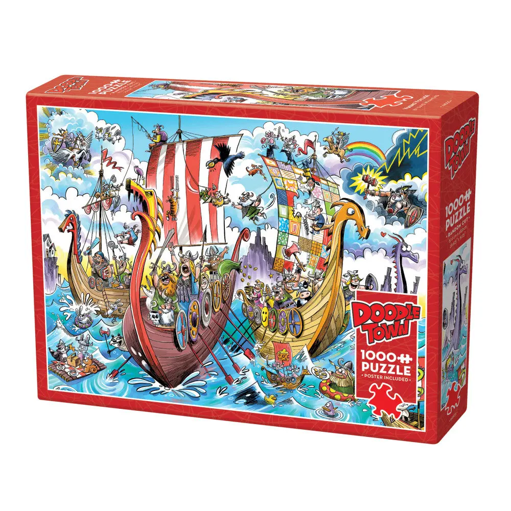 Cobble Hill Doodletown: Viking Voyage - 1000 Piece Puzzle 1