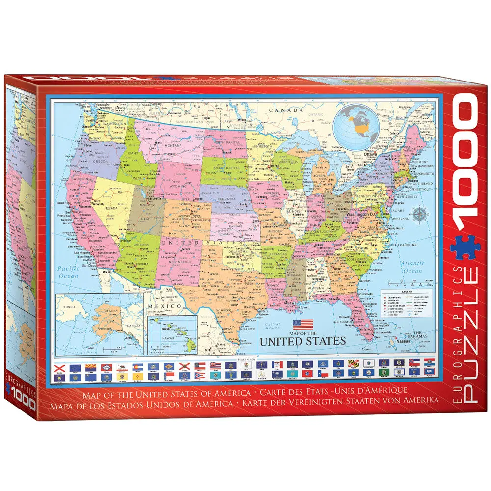 Eurographics Usa Map - 1000 Piece Educational Puzzle 1