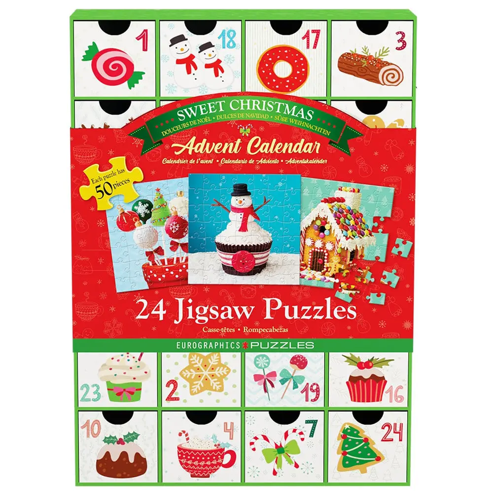 Eurographics Sweet Christmas 24-Pack Jigsaw Puzzle Advent Calendar – 1200 Pc 1