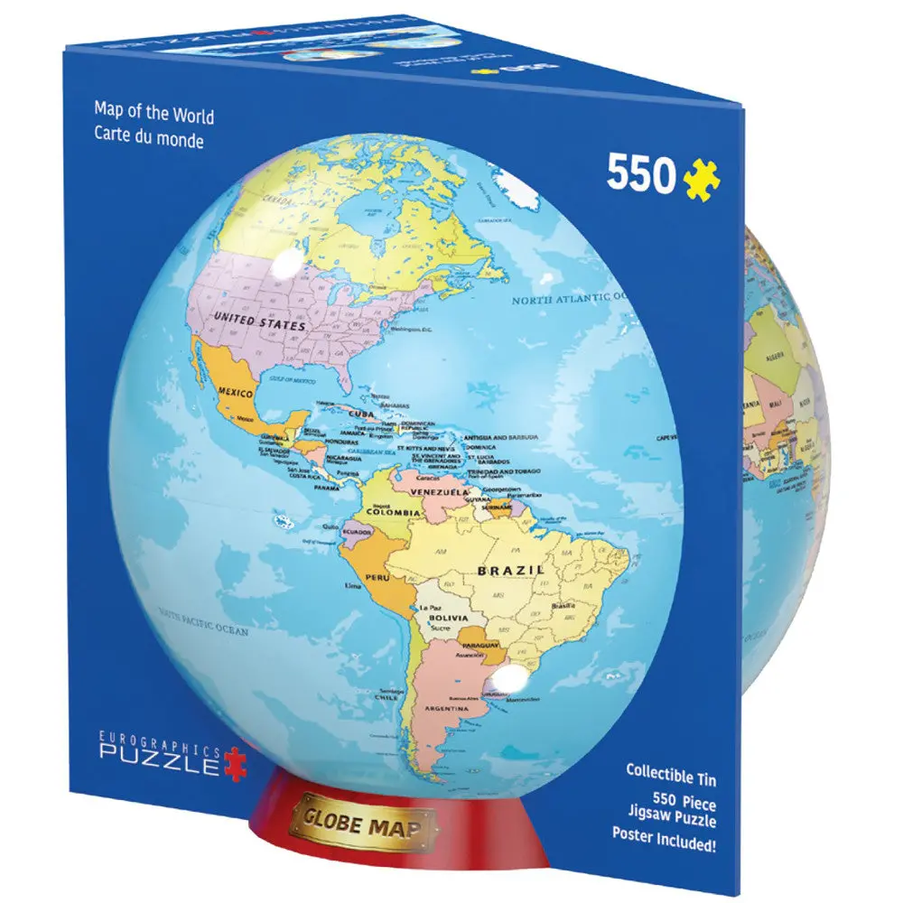 Eurographics World Map Jigsaw Puzzle In Decorative Tin - 550 Pieces 1