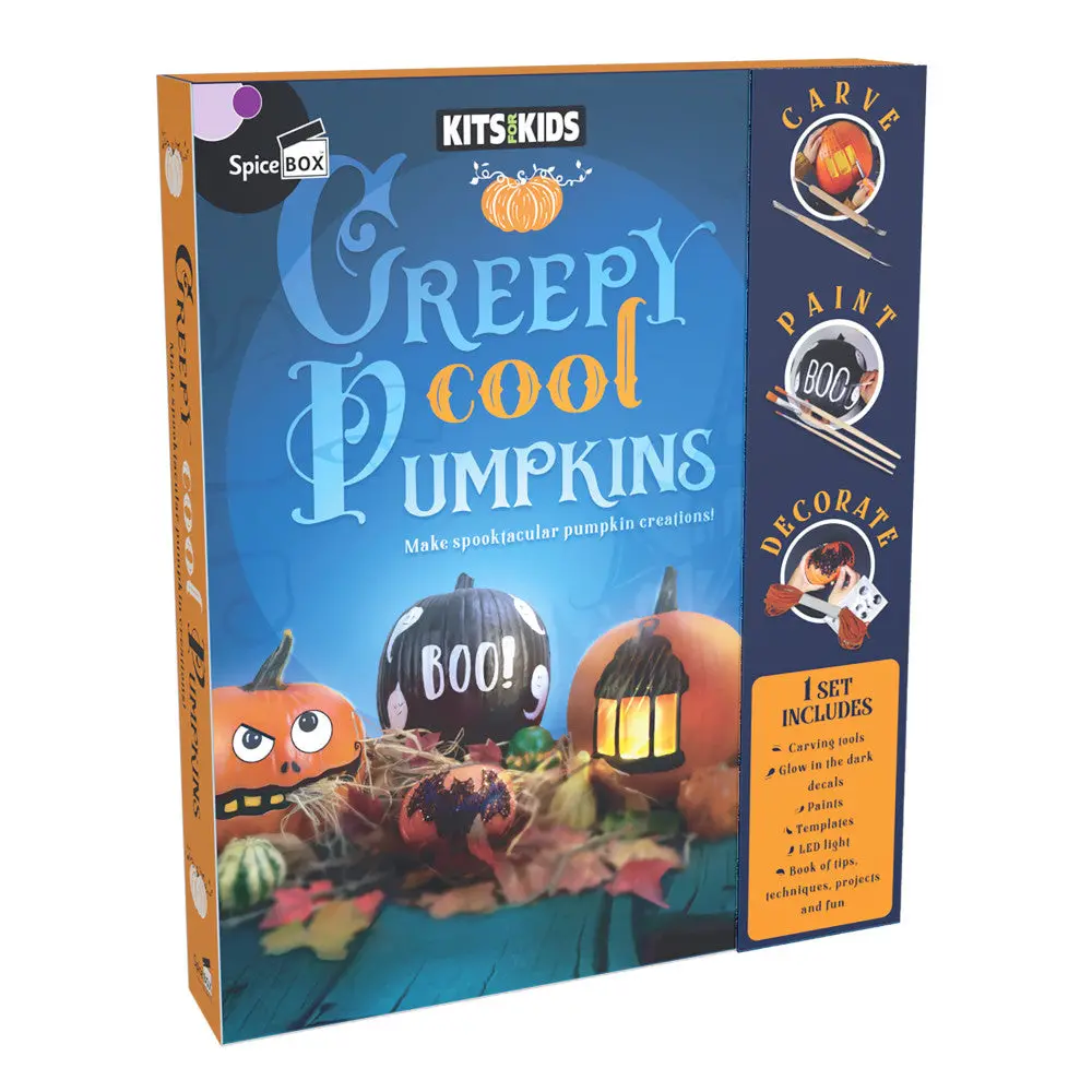 Spicebox Kids Creepy Cool Pumpkins Carving And Painting Kit 1
