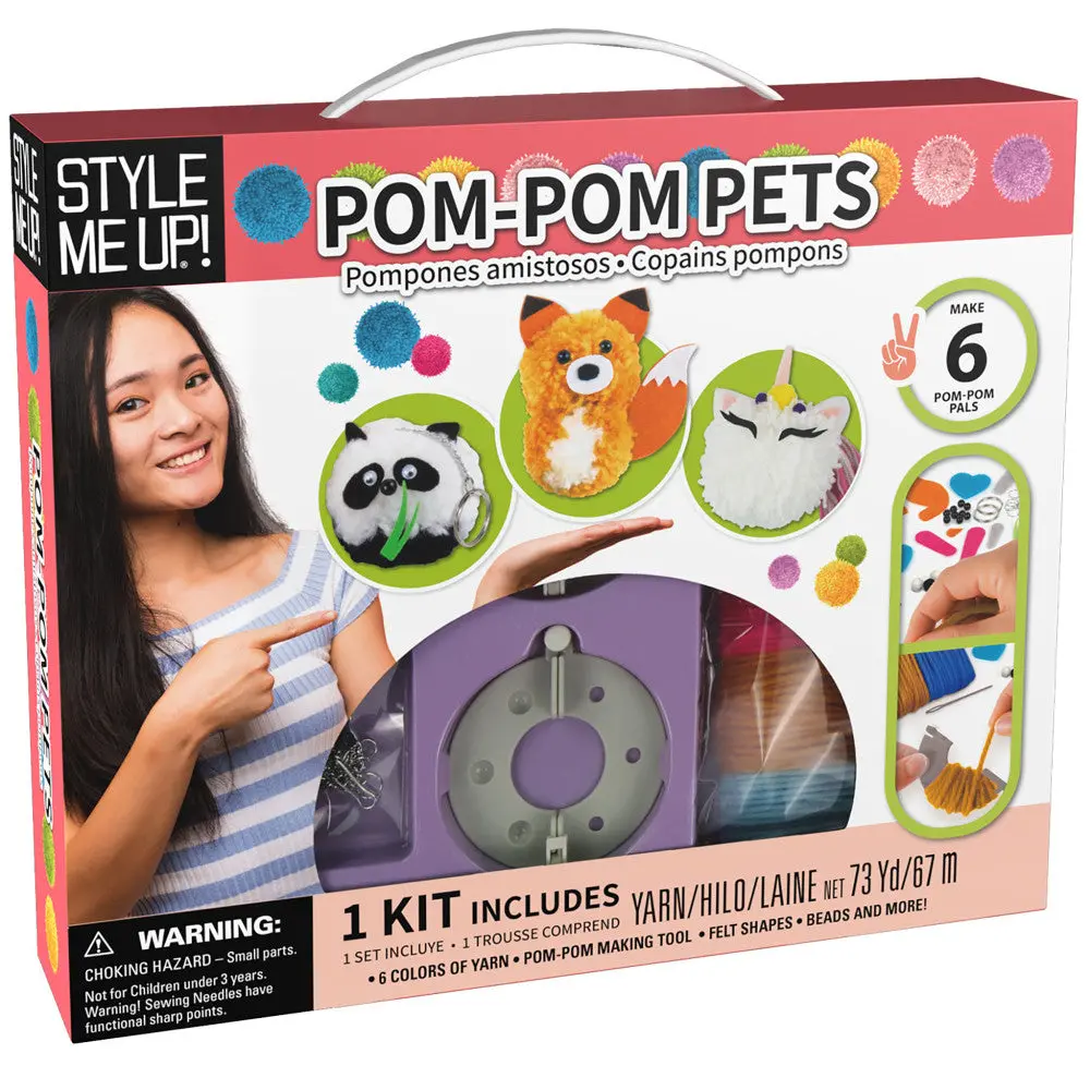 Style Me Up Pom Pom Pets Diy Yarn Crafting Kit For Kids 1