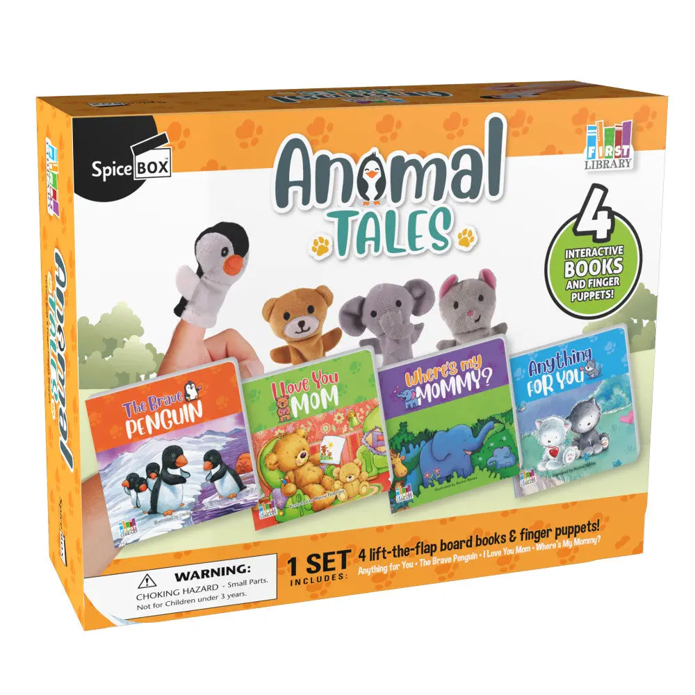 Spicebox First Library Animal Tales 4-Book Set With Finger Puppets 1
