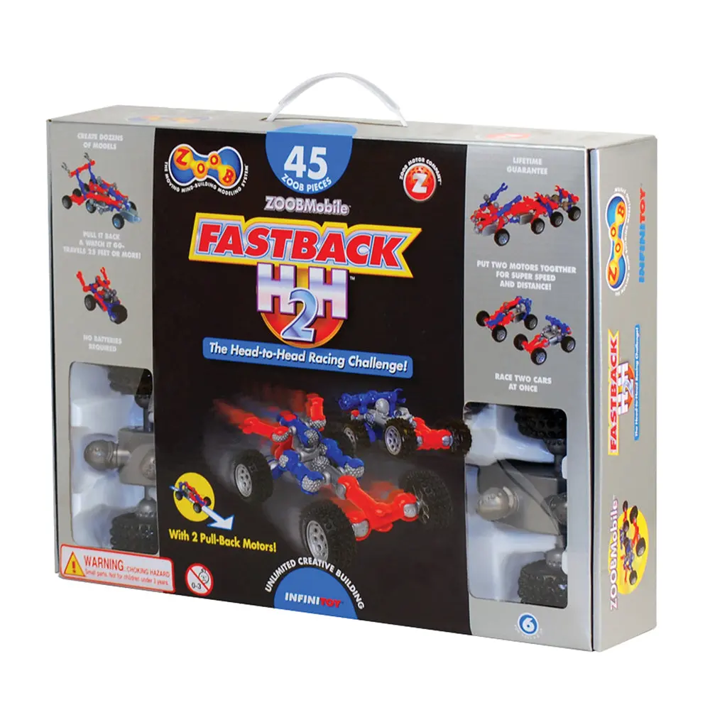 Zoobmobile Fastback H2h Racing Car Set With Dual Pull-Back Motors 1