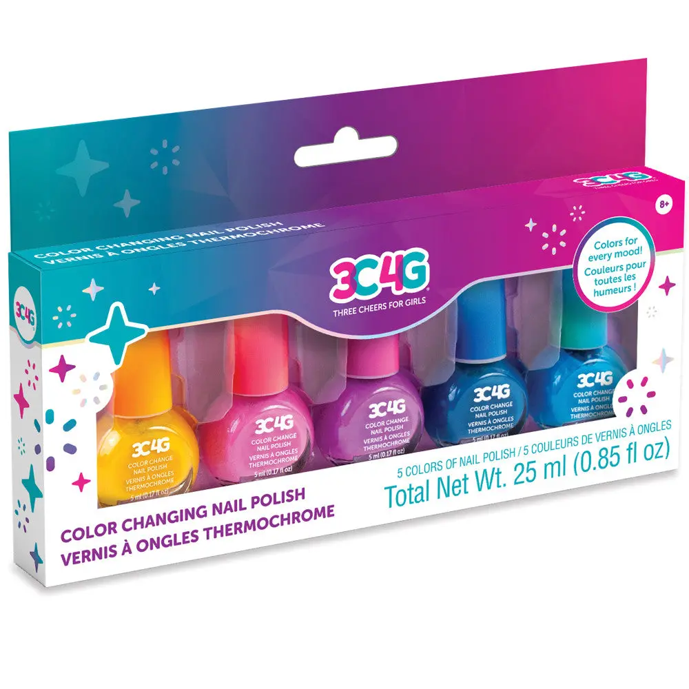 3C4g Magical Mood Color Changing Nail Polish Kit - Vibrant Multi-Color Set 1
