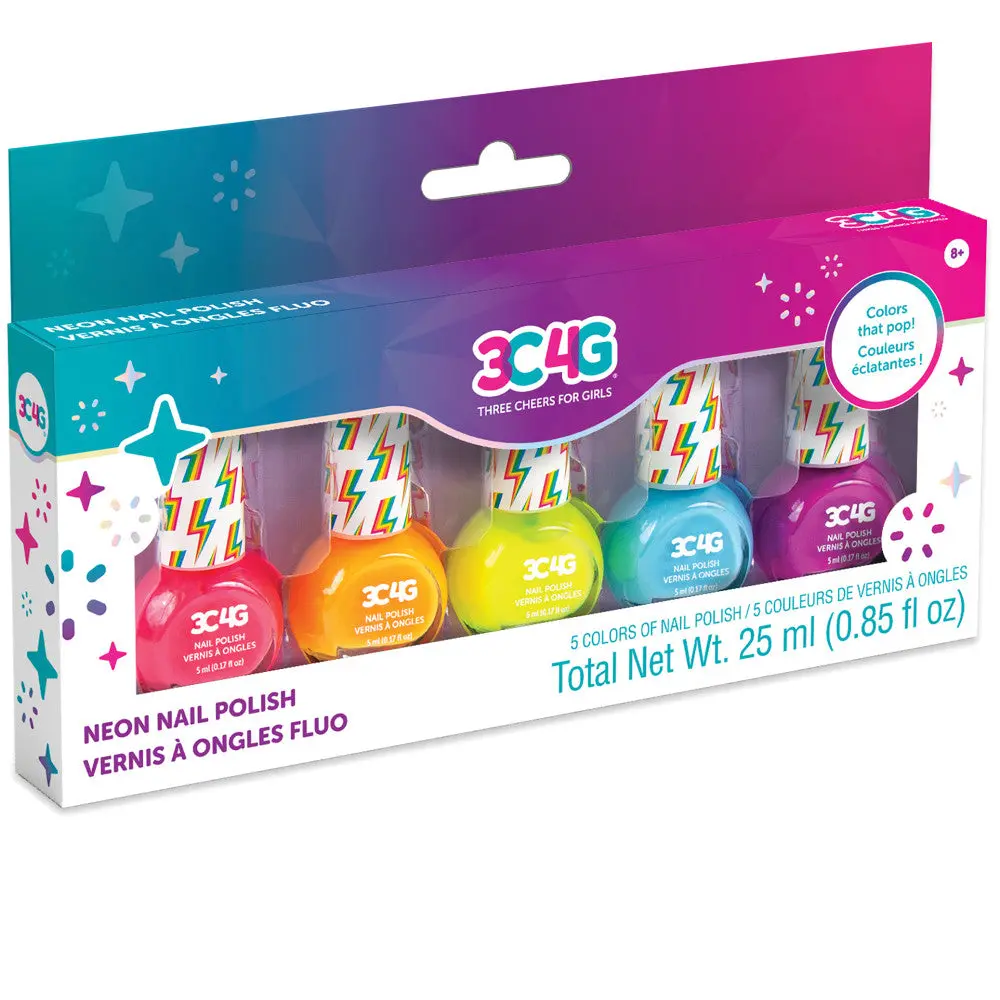 3C4g Vibrant Neon Nail Polish Set - Kids' Manicure Kit 1