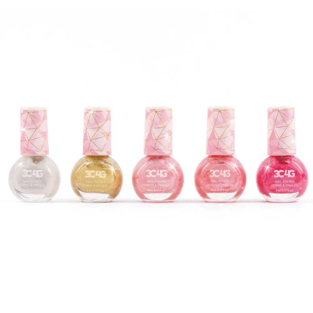 3C4g Glamorous Nail Polish Set - Pink & Gold Hexagon Collection 1
