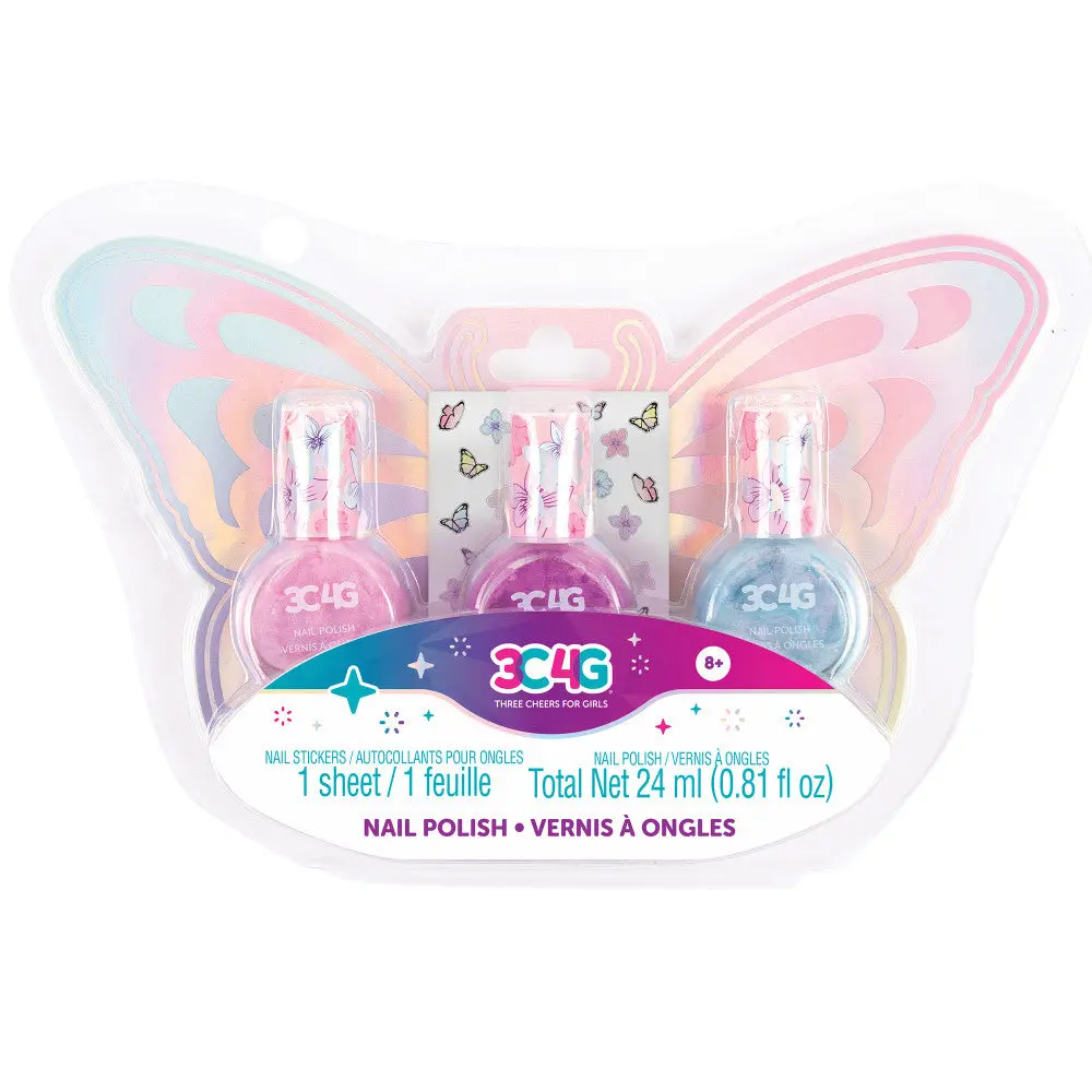 3C4g Sparkle Butterfly Nail Polish Trio - Pastel Colors 1