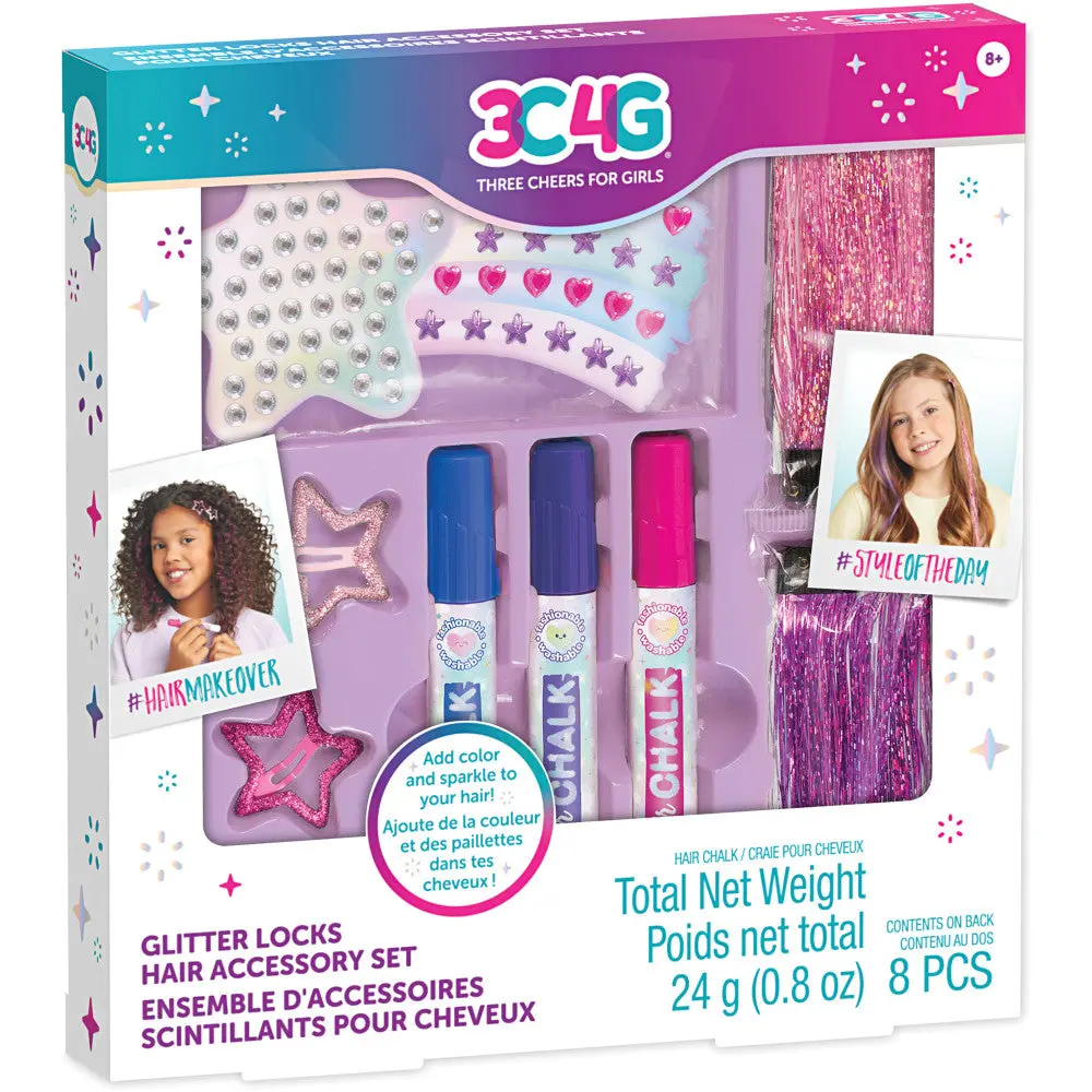 3C4g Imagination Land Glitter Locks Hair Accessory Kit - 8Pcs 1