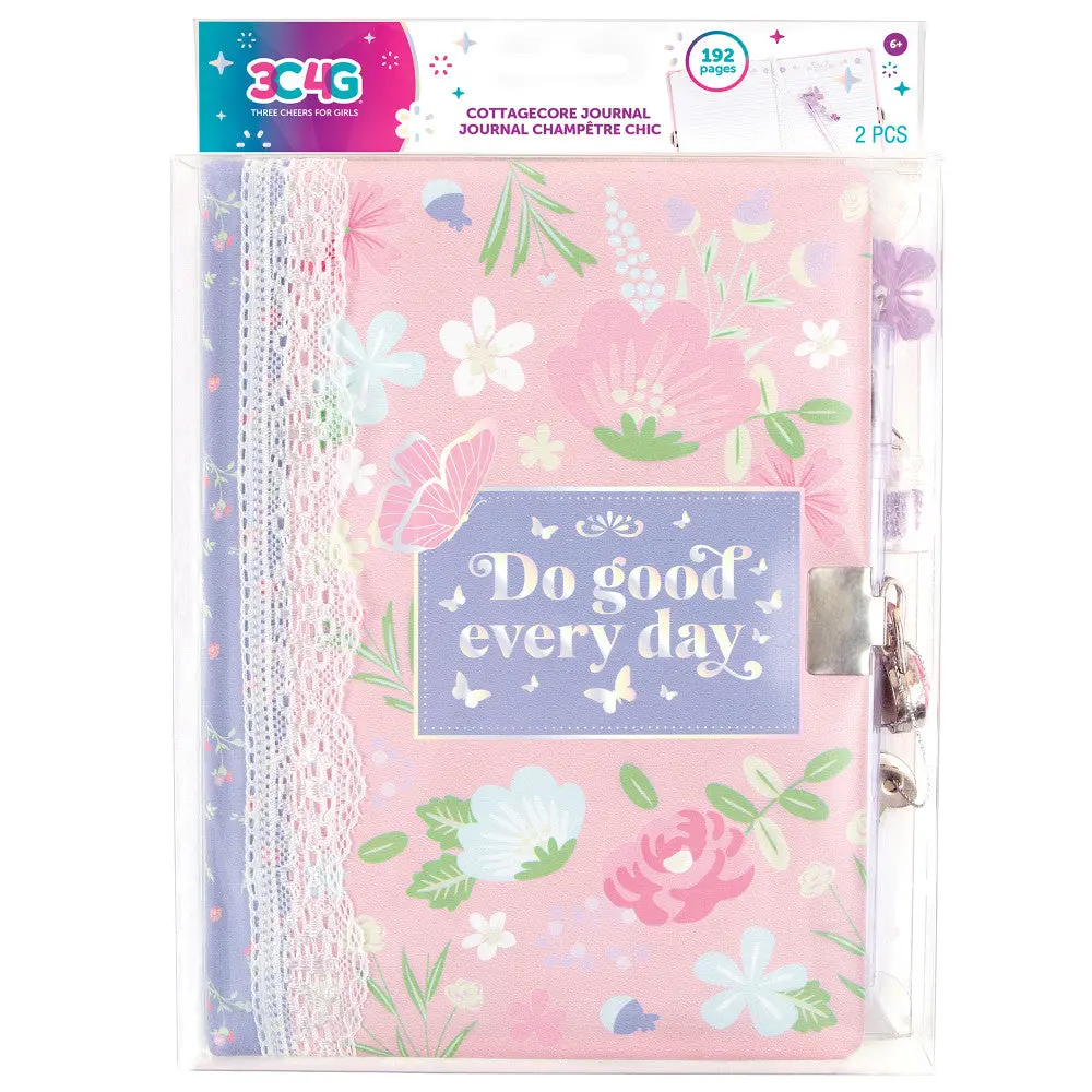 3C4g Cottagecore Floral Locking Journal With Glitter Charm Pen 1